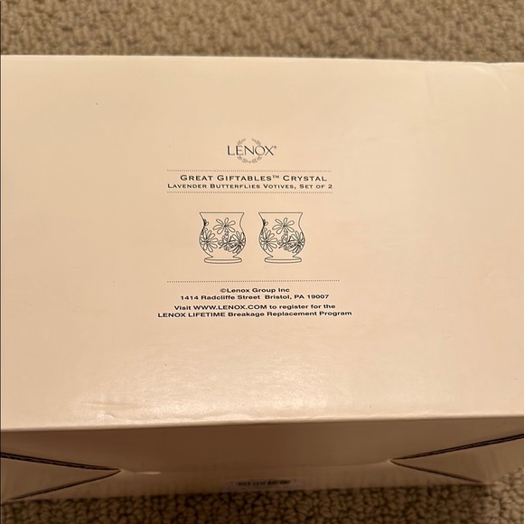 Lenox Crystal Lavender Butterflies Votives, set of 2.  Never used - Picture 9 of 10